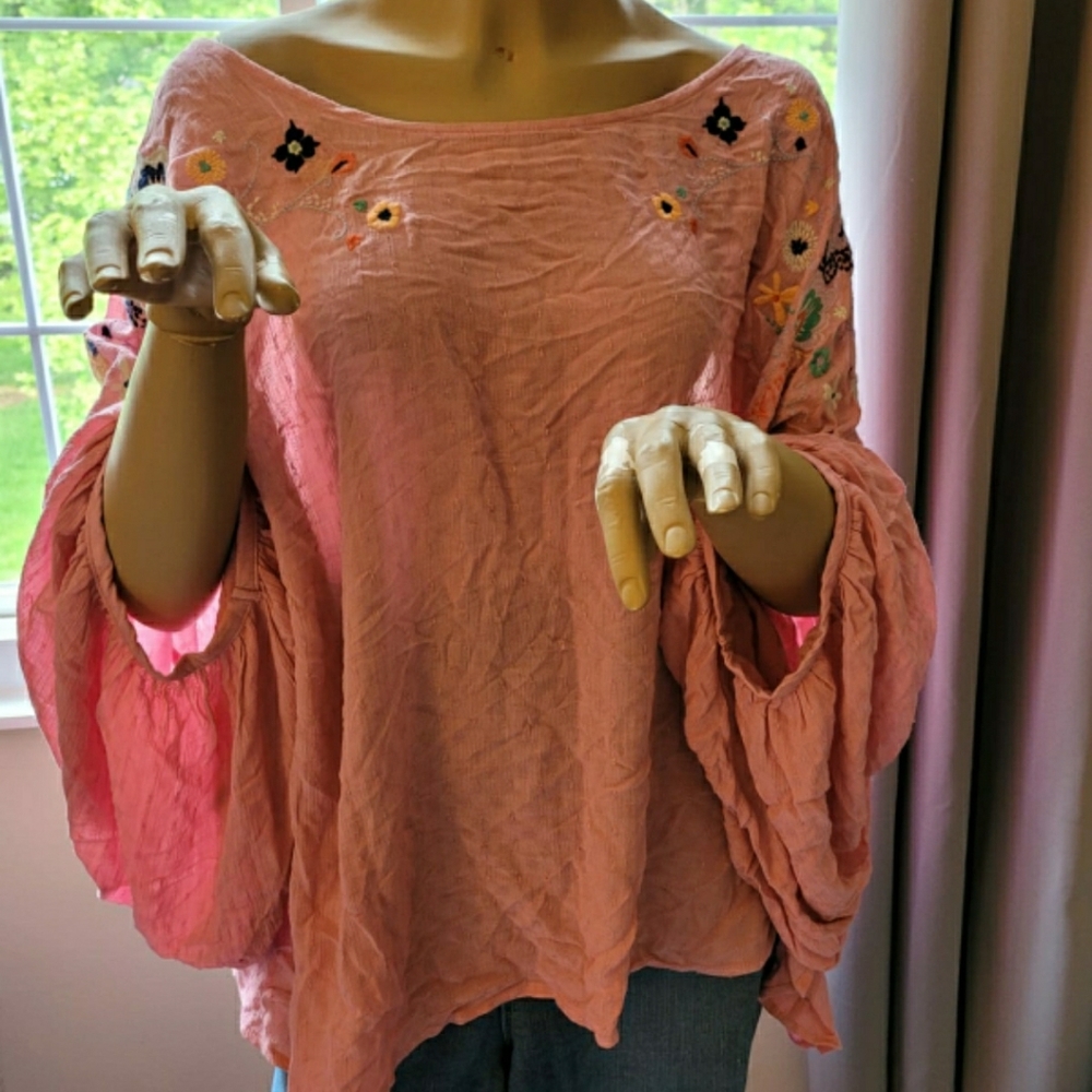 Pink Floral Bohemian Blouse